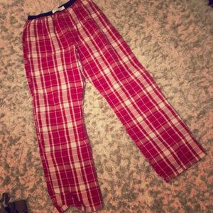 Red plaid pajama bottoms